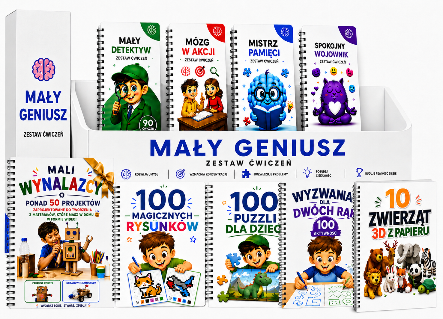 Zestaw Mały Geniusz — 4 zeszyty ćwiczeń + bonusy